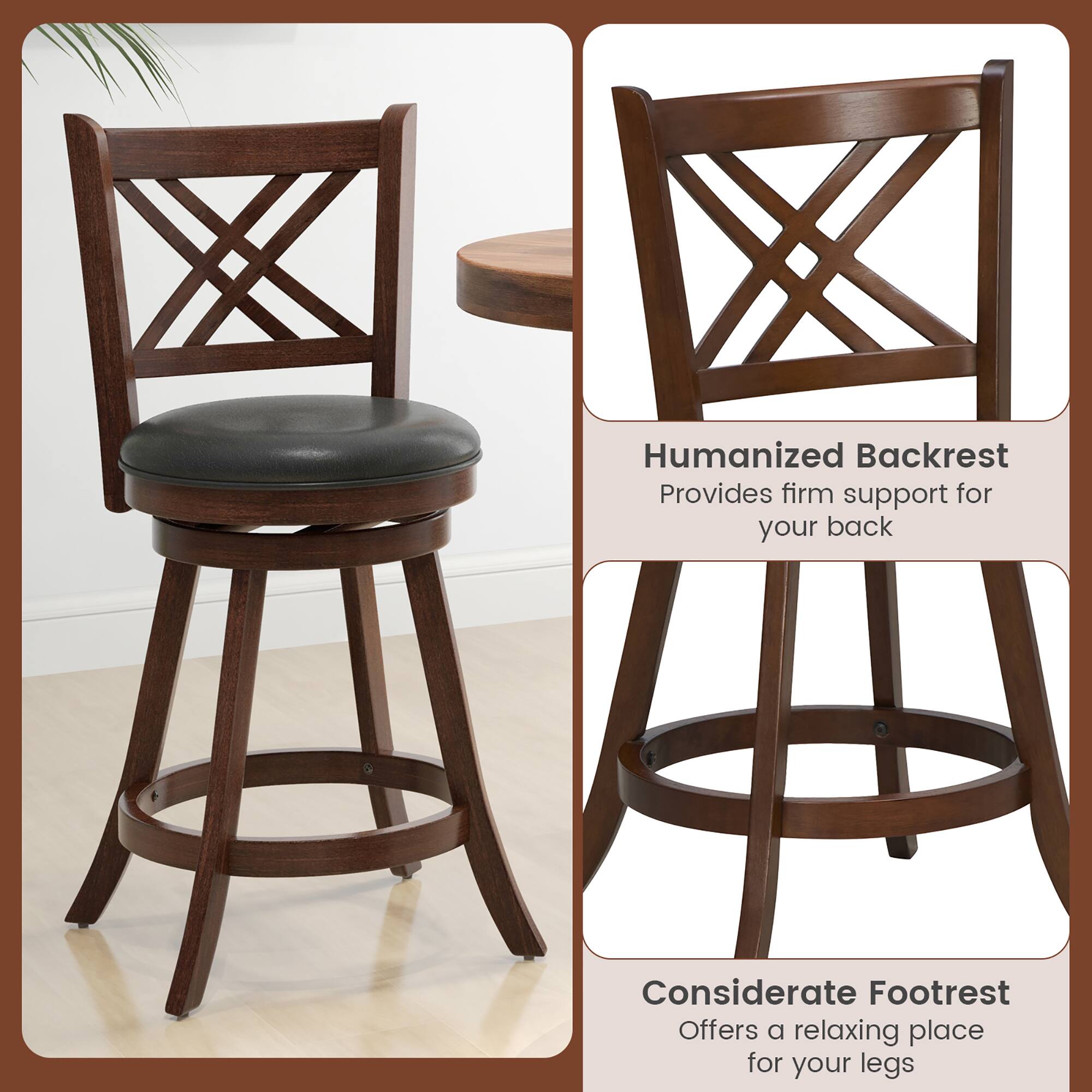 Humanized Backrest Provides firm support for your back
Considerate Footrest Offers a relaxing place for your legs