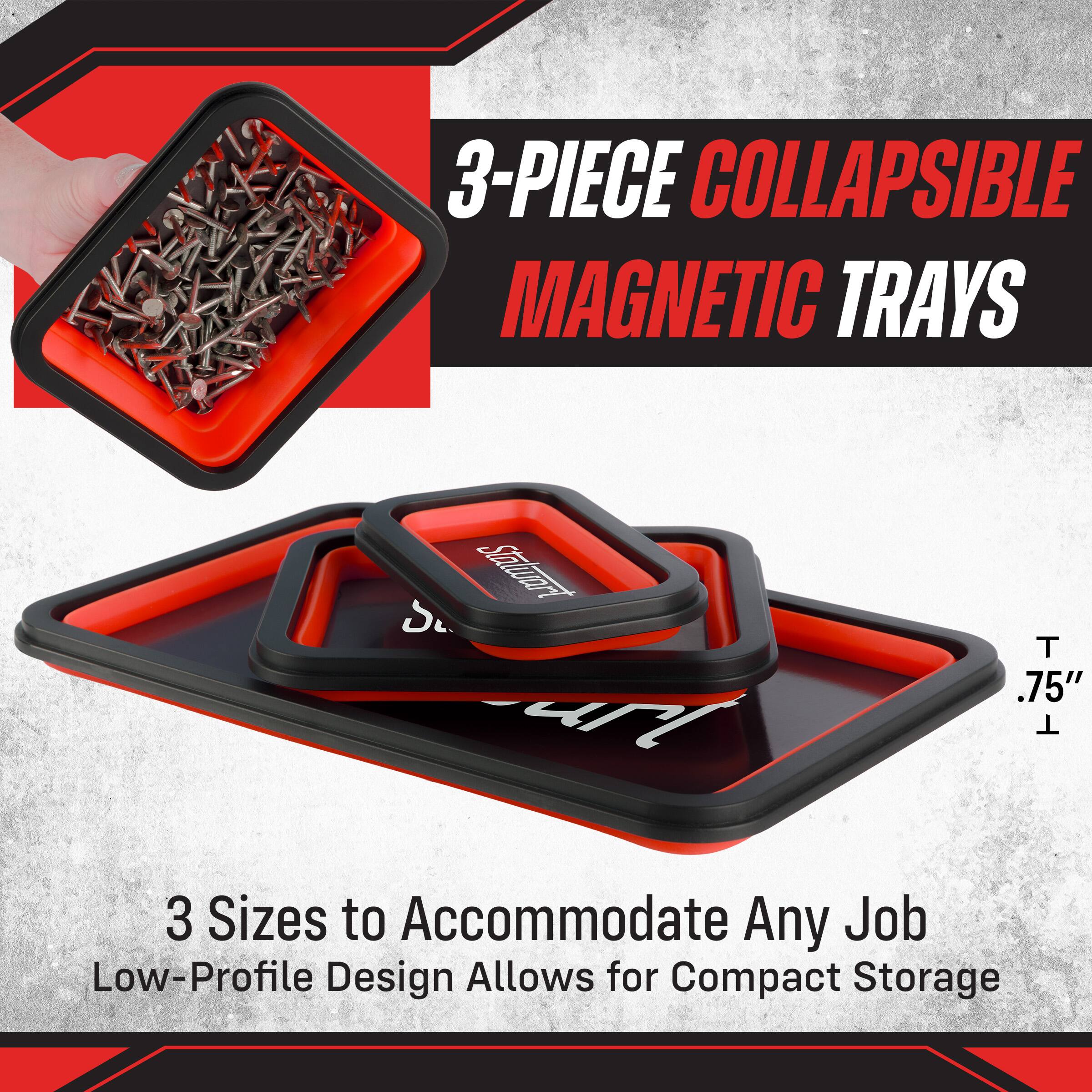 3-PIECE COLLAPSIBLE MAGNETIC TRAYS

Stalwart art
T .75" T

3 Sizes to Accommodate Any Job
Low-Profile Design Allows for Compact Storage