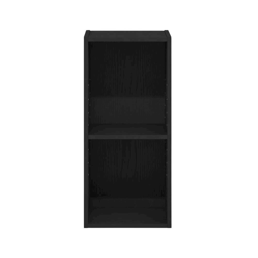 Back. FurniFact - Black wooden bookcase with compact height and modern design - Blackwood.