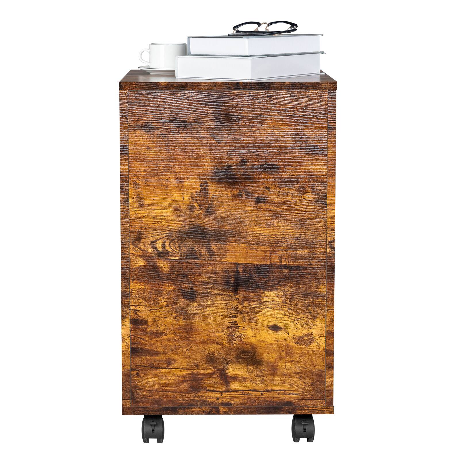 Alt View 2. Winado - 16"D x 16"W x 27"H 2 Drawer Rolling Under Desk Letter Size Folders Lockable Wood File Cabinets Printer with Hanging Bar - Rustic Brown & Black.