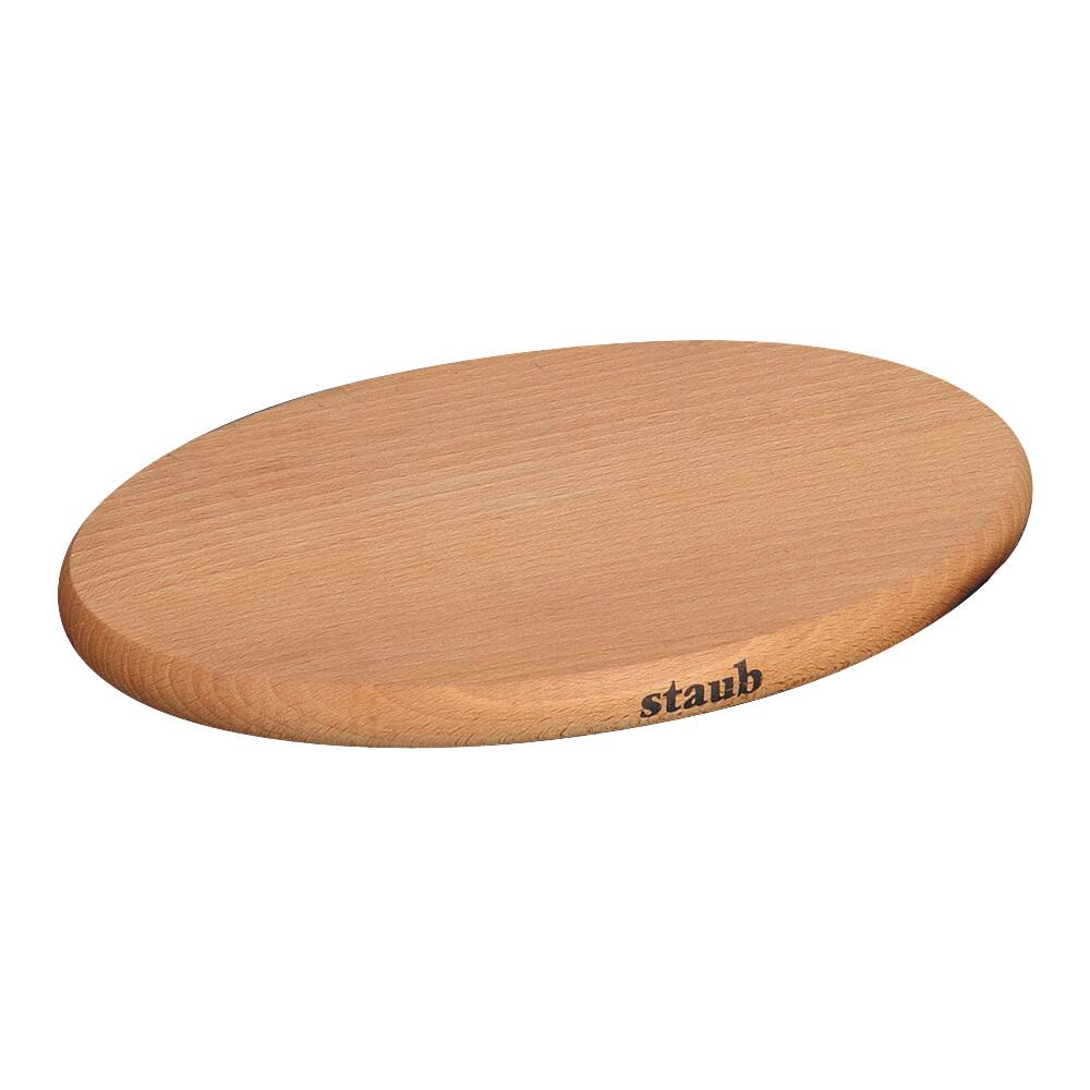 Front. Staub - Staub 8.25-inch Oval Magnetic Wood Trivet - Brown.