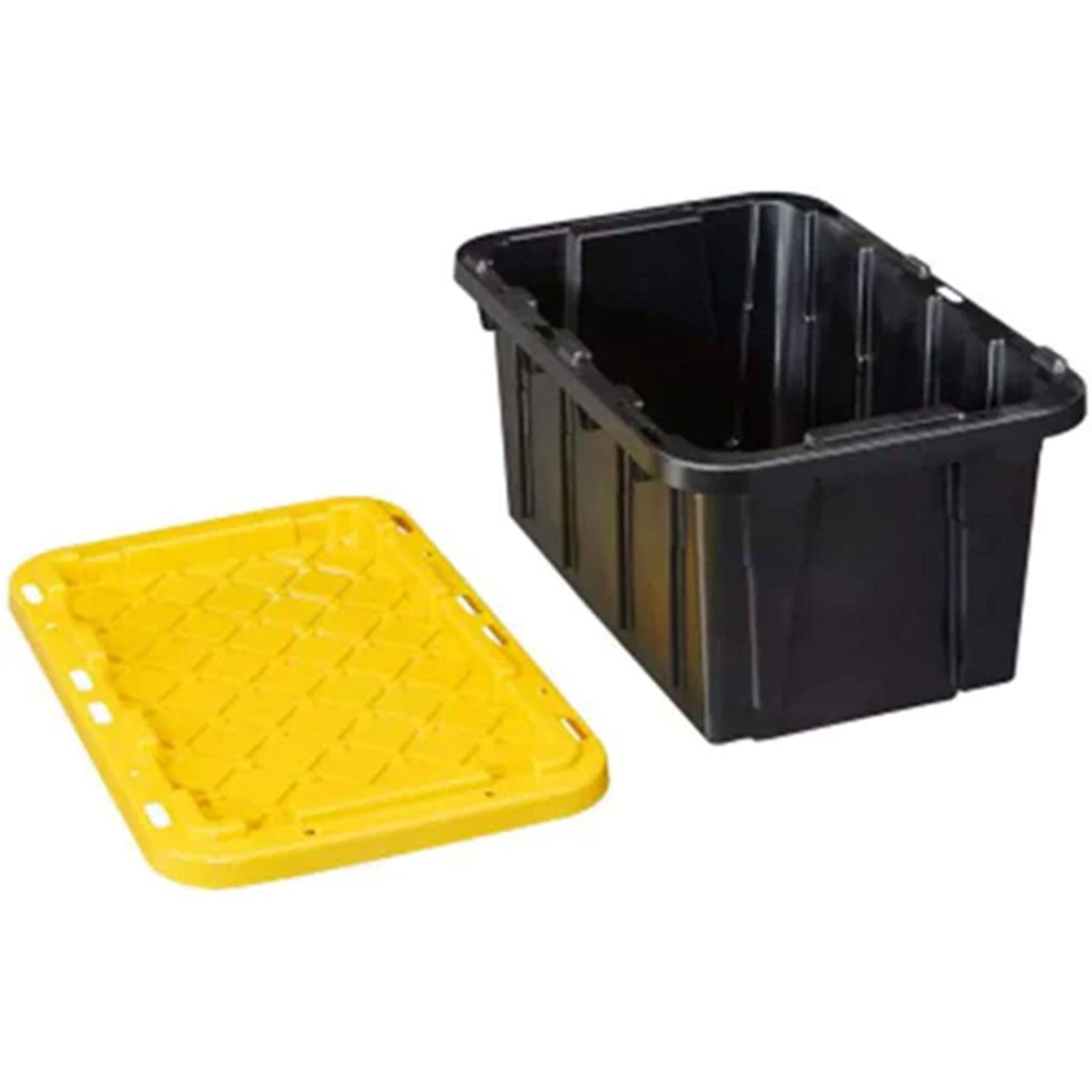 Alt View 10. Juggernaut Storage - Juggernaut Storage 5 Gal Lockable Plastic Storage Tote, Black/Yellow (Set of 2) - Black/Yellow.