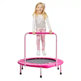 VEVOR - 36" Kids Trampoline, 3FT Indoor Outdoor Trampoline, Foldable Mini Trampoline with Handle, Rebounder Trampoline - Pink