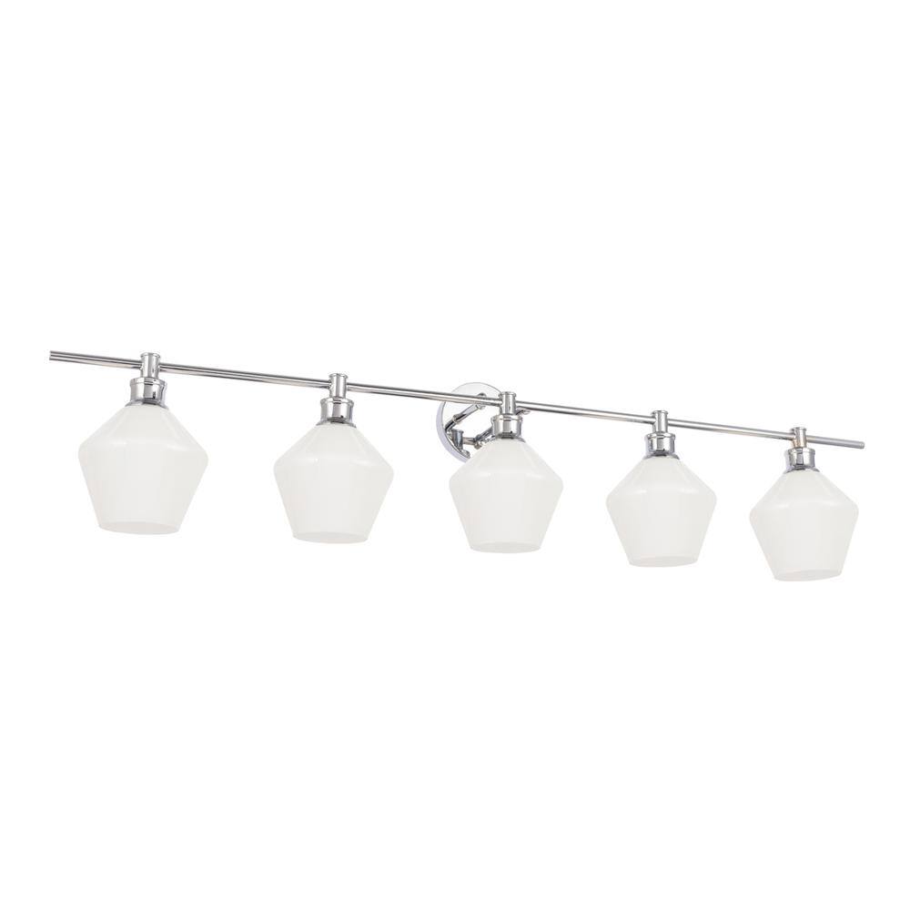Left. Living District - Gene 5 light Chrome and Frosted white glass Wall sconce - Chrome And Frosted White Glass.