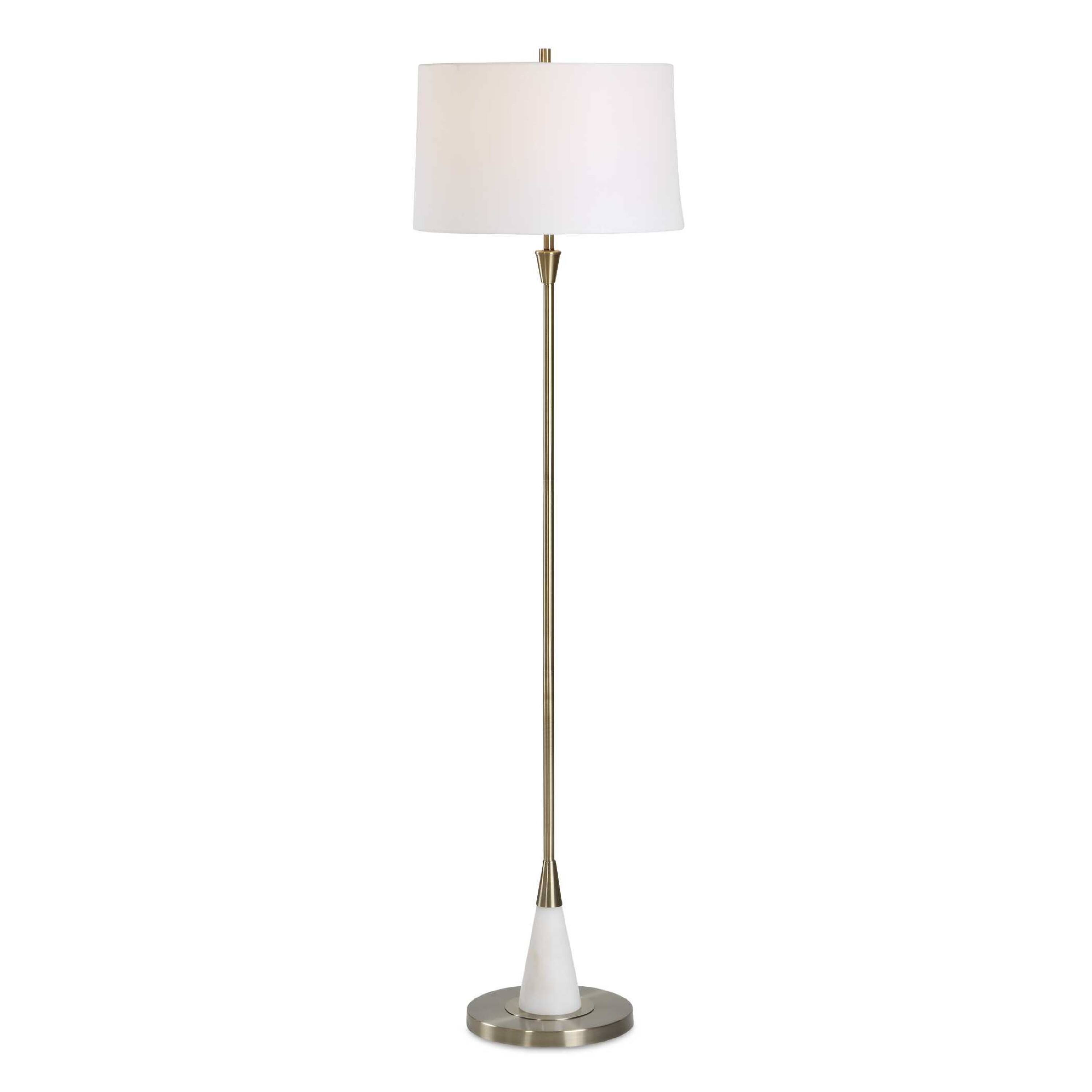 Angle. Manhattan Lane - Floor Lamp, Linen Shade, Marble Base, 63 Inch.