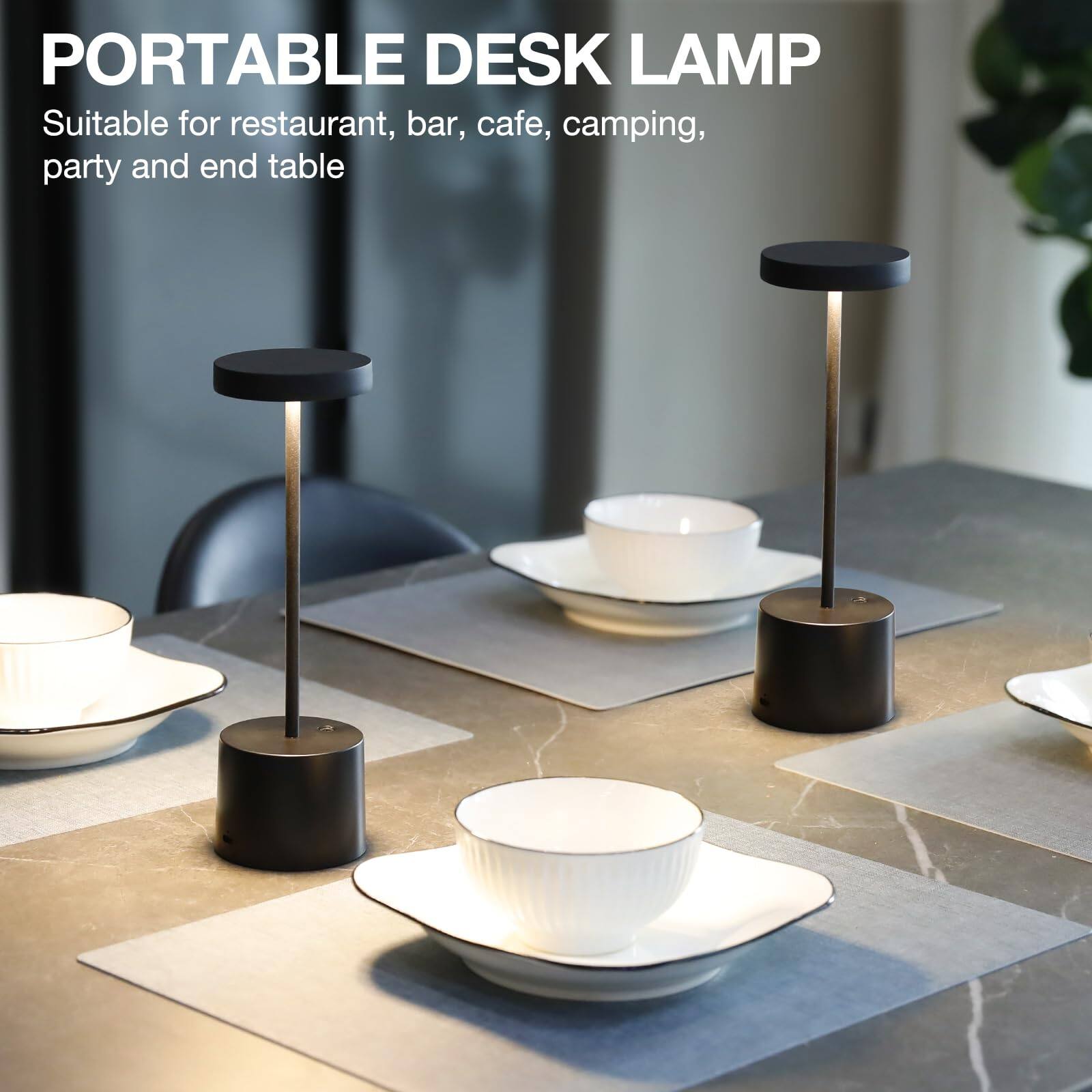 PORTABLE DESK LAMP  
Suitable for restaurant, bar, cafe, camping, party and end table