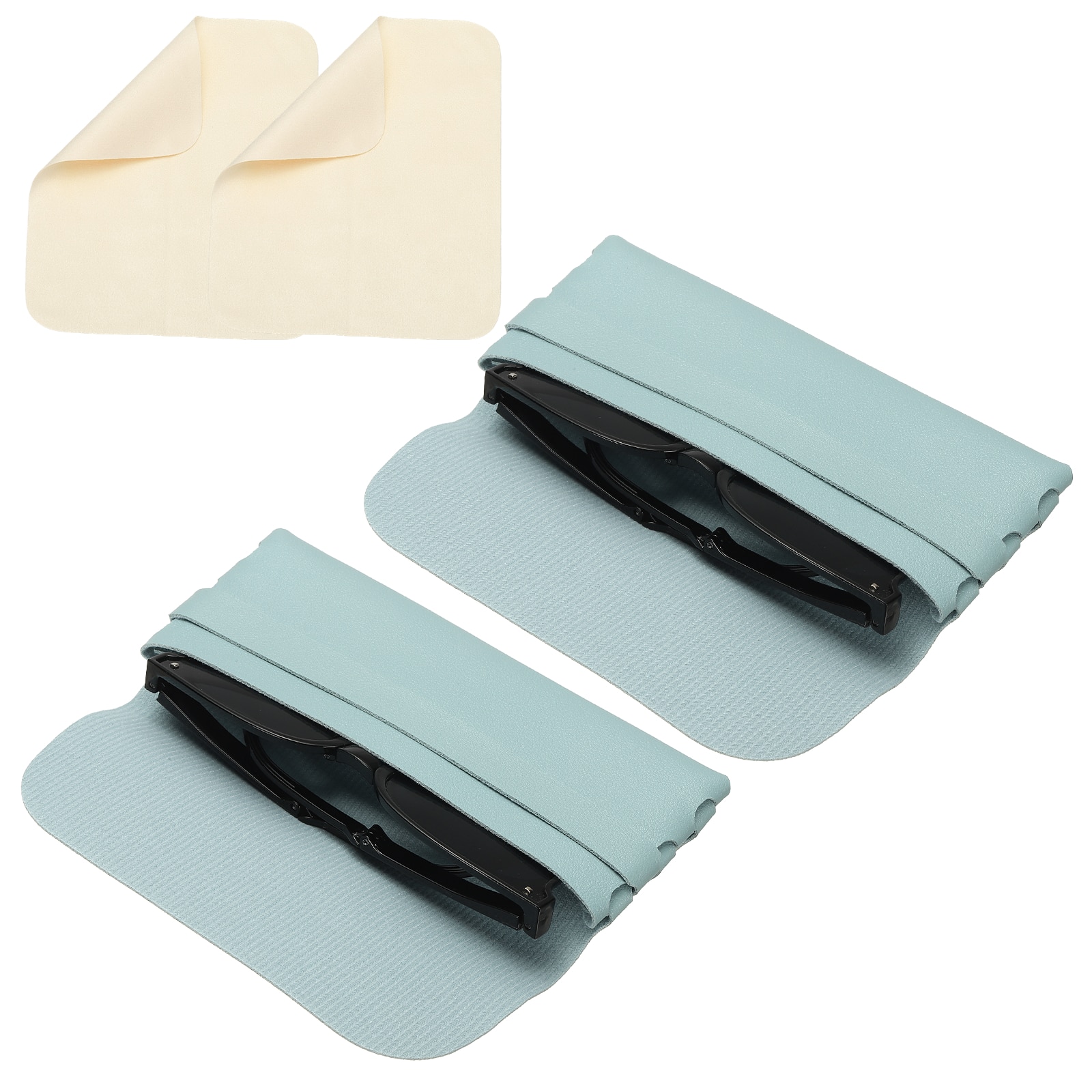 "Unique Bargains - 2pcs Soft Leather Eyeglass Case 6.7x3.1x1"" Reading Pouch with Cleaning Cloth - Light Blue" price history on PriceWatchPro