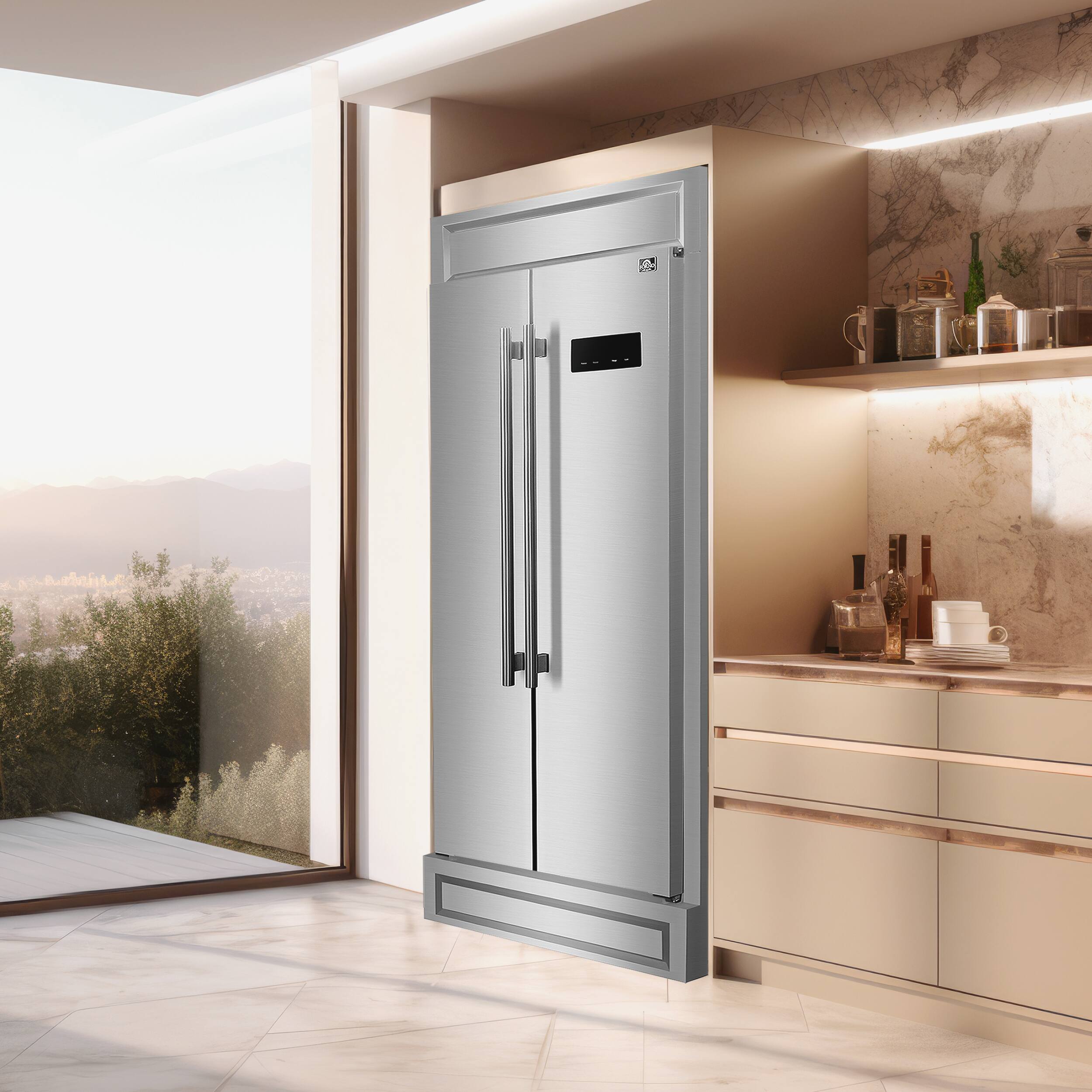 Alt View 12. Forno Appliances - Salerno 15.6 Cu. Ft. Built-In Side-by-Side Refrigerator with Spill-proof Shelves - Stainless Steel VCM.