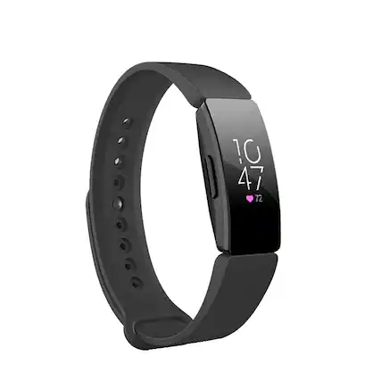 Front. StrapsCo - Rubber Pin-and-Tuck Strap Silicone Watch Band For Fitbit Inspire & Inspire HR (Medium-Long) - Black.