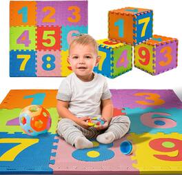 Toyvelt - Foam Puzzle Floor Mat for Kids – 12x12 10 Tiles Interlocking Number Play Mat - Numbers