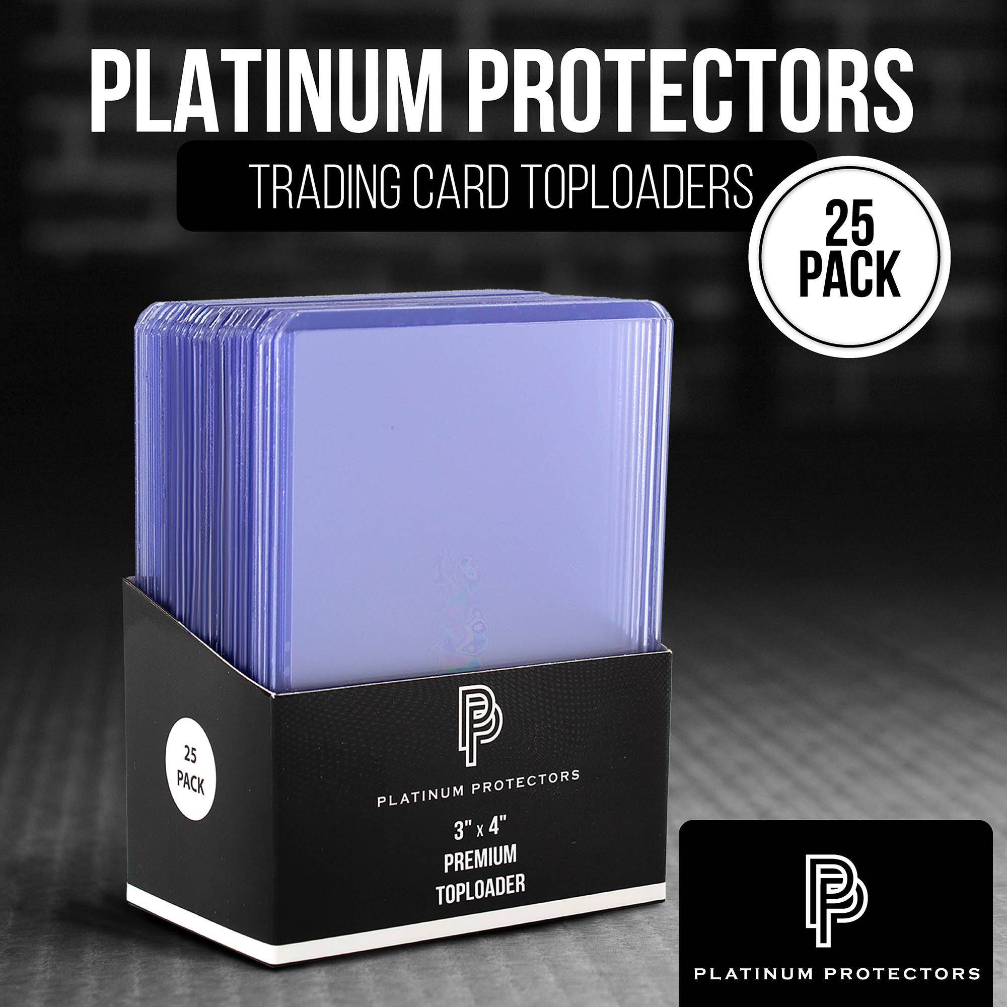 PLATINUM PROTECTORS  
TRADING CARD TOPLOADERS  
25 PACK  

PLATINUM PROTECTORS  
3" x 4"  
PREMIUM TOPLOADER  

25 PACK