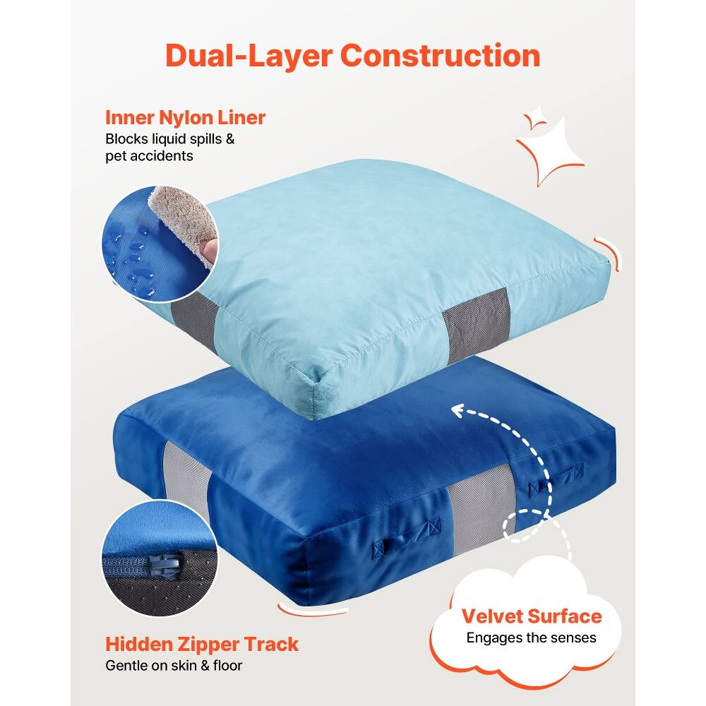 Dual-Layer Construction

Inner Nylon Liner
Blocks liquid spills & pet accidents

Hidden Zipper Track
Gentle on skin & floor

Velvet Surface
Engages the senses