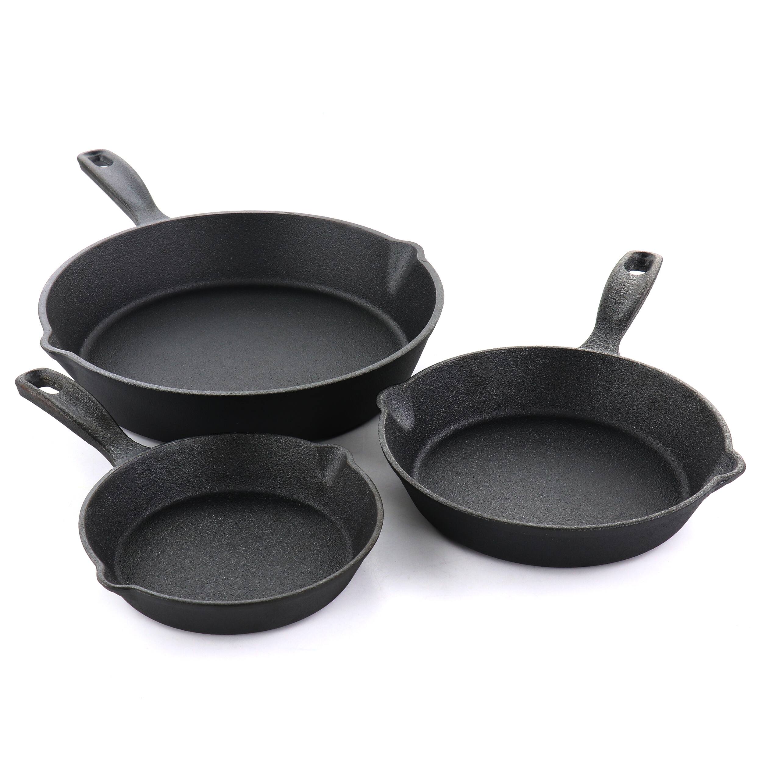 Alt View 1. Oster - Oster Castaway 3 Piece Cast Iron Pre-Seasoned Frying Pans - Black.