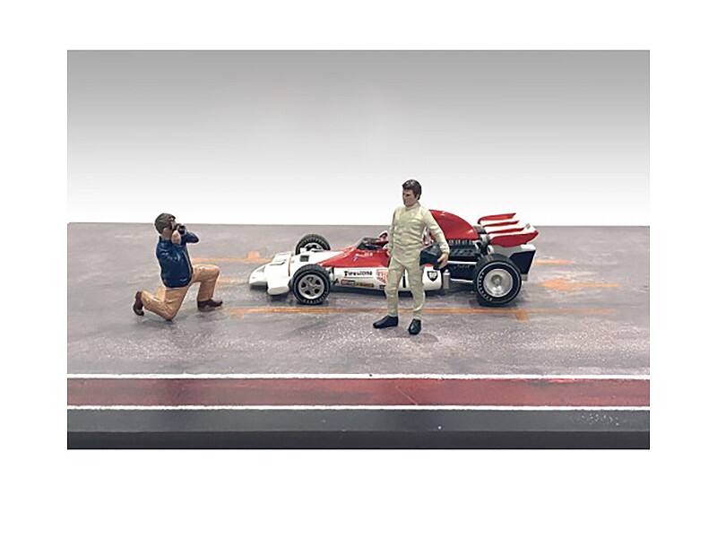 Left. American Diorama - "Race Day" Two Diecast Figures Set 1 for 1/43 Scale Models by American Diorama - Multi.