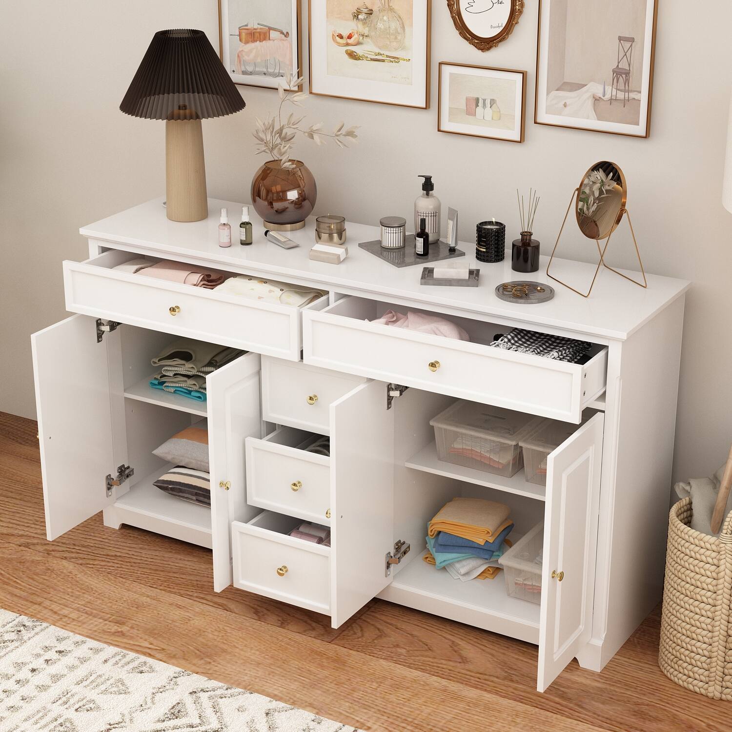 Alt View 1. Famapy - Famapy Multifunctional Buffet Sideboard: Elegant Storage with Modern Design - White.