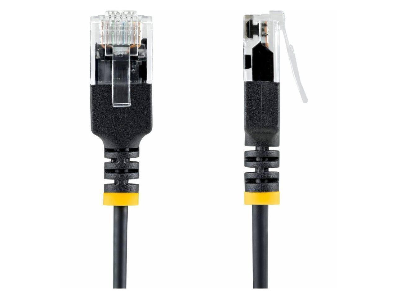 Alt View 1. StarTech.com - StarTech 6in Black Ultra Slim CAT6a Ethernet Cable, Snagless, UTP, 34AWG Bare Copper, Slim RJ45 Patch Cord.