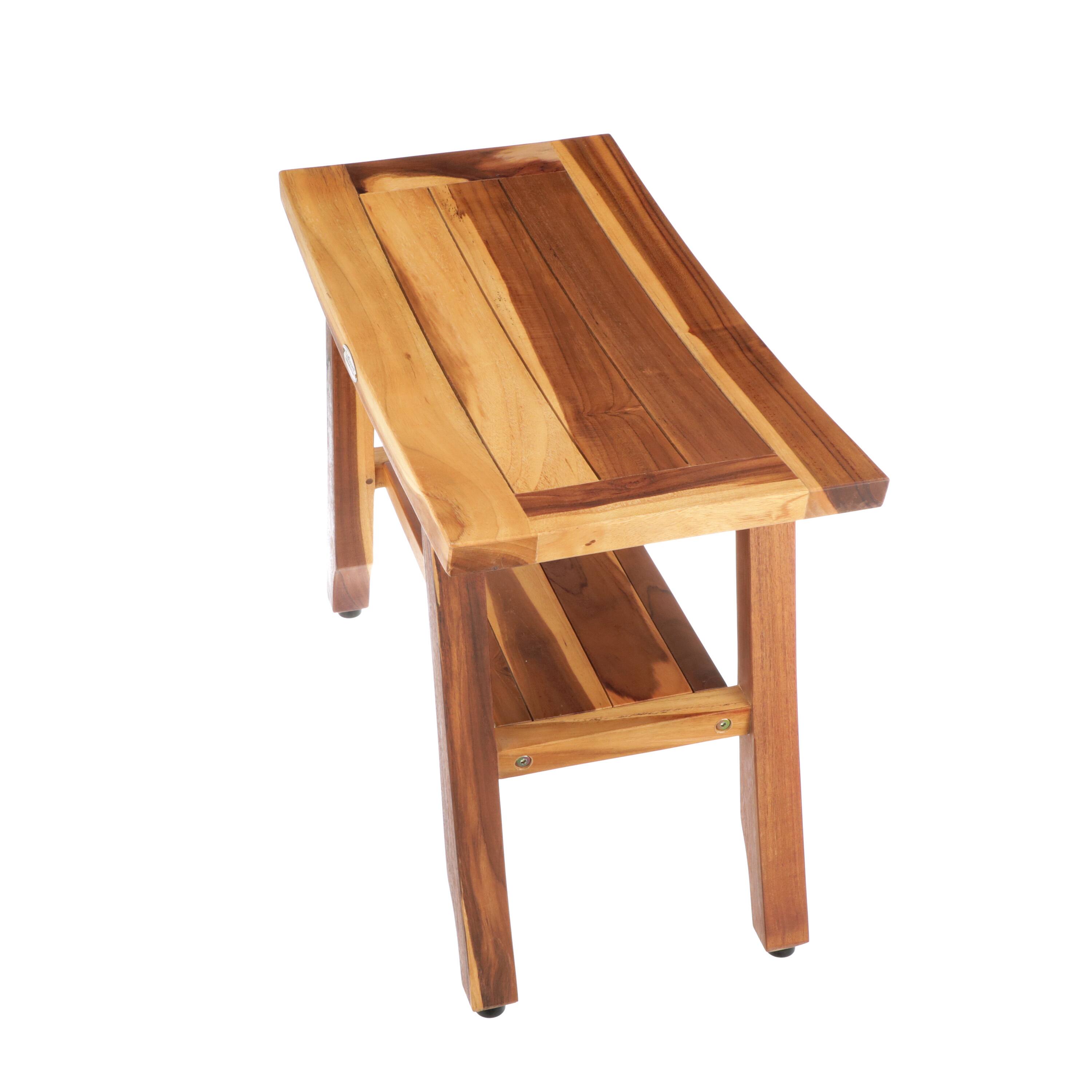 Alt View 2. EcoDecors - EcoDecors 24 Inch Satori Natural Teak Waterproof Teak Wood Shower Bench - EarthyTeak.