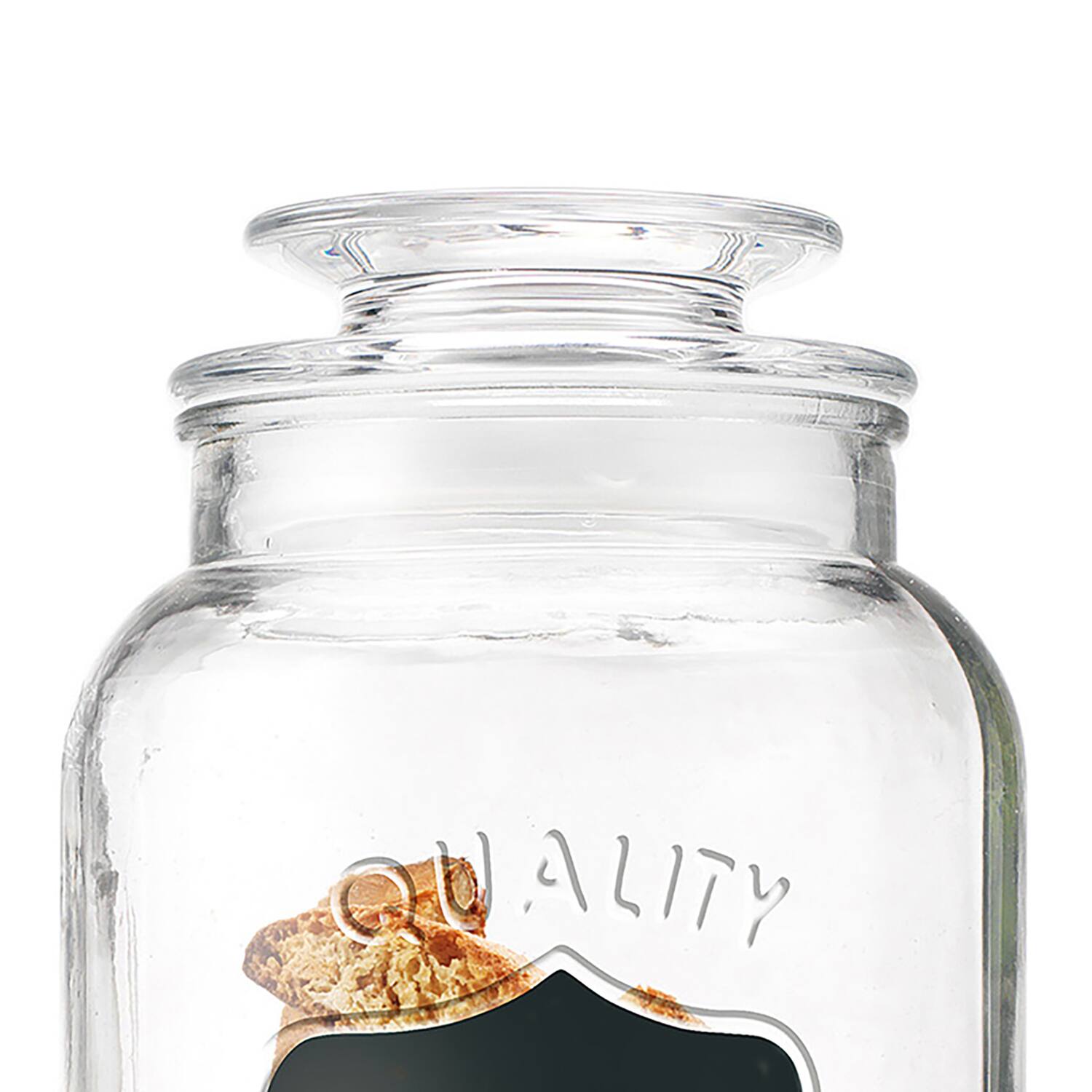 Left. EuroHome - Glass Canister with Chalkboard Label 3-Piece Set - Clear.