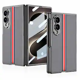 Dteck - Full Body Protection Case For Samsung Galaxy Z Fold 8 with Built-in Screen Protector, Shockproof PU Leather Hard Cover - B