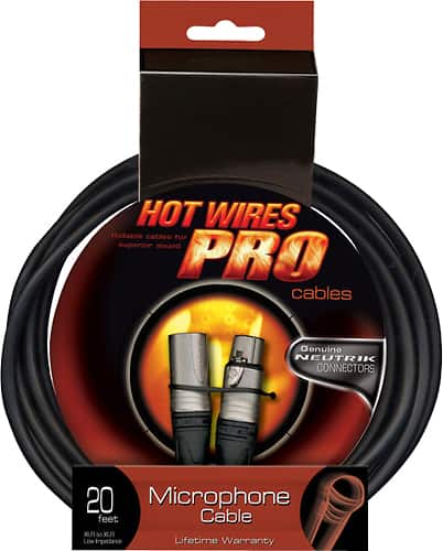 Front. Hot Wires - 20' Neutrik Microphone Cable - Black.