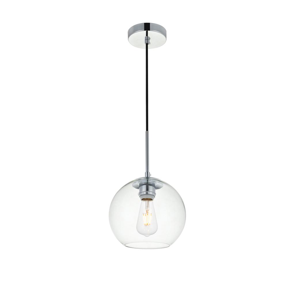 Alt View 2. Living District - Baxter 1 Light Chrome Pendant With Clear Glass - Chrome And Clear.