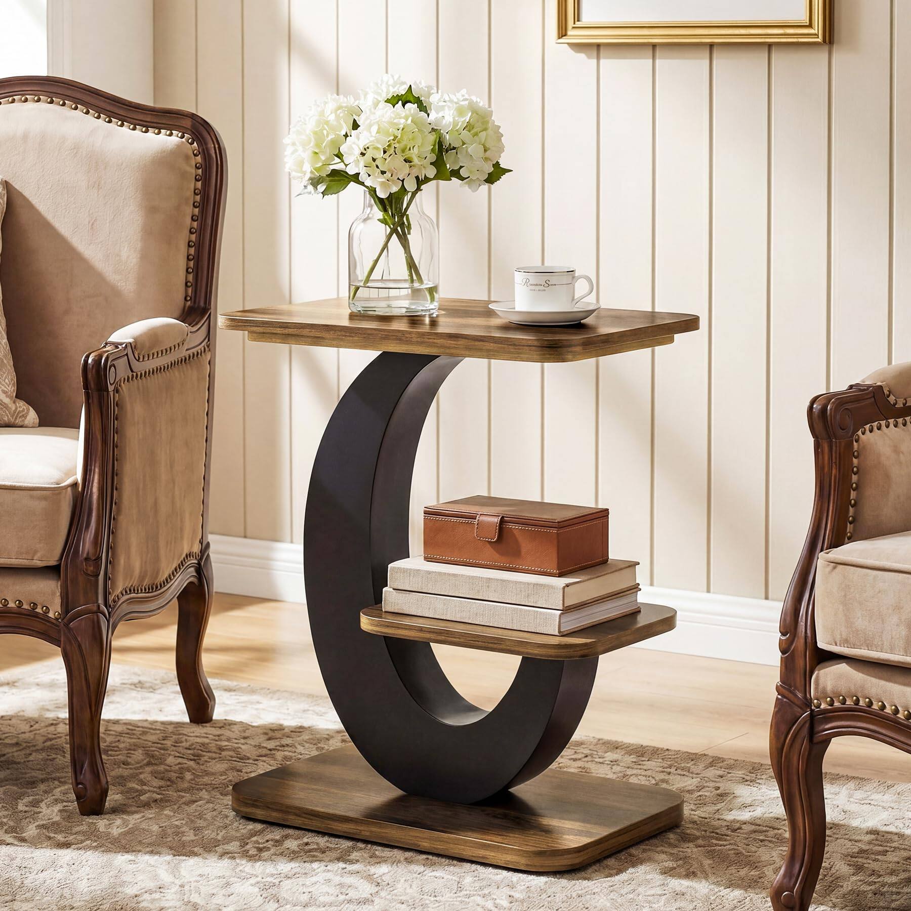 Tribesigns 2 Tier Narrow Side Table, End Table, Bedside Nightstand ...