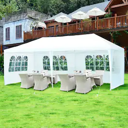 Mondawe - 10x20ft Freestanding Party Canopy Tent w/ Removable Walls & Carry Bag, Outdoor Wedding Tent with Windows - White