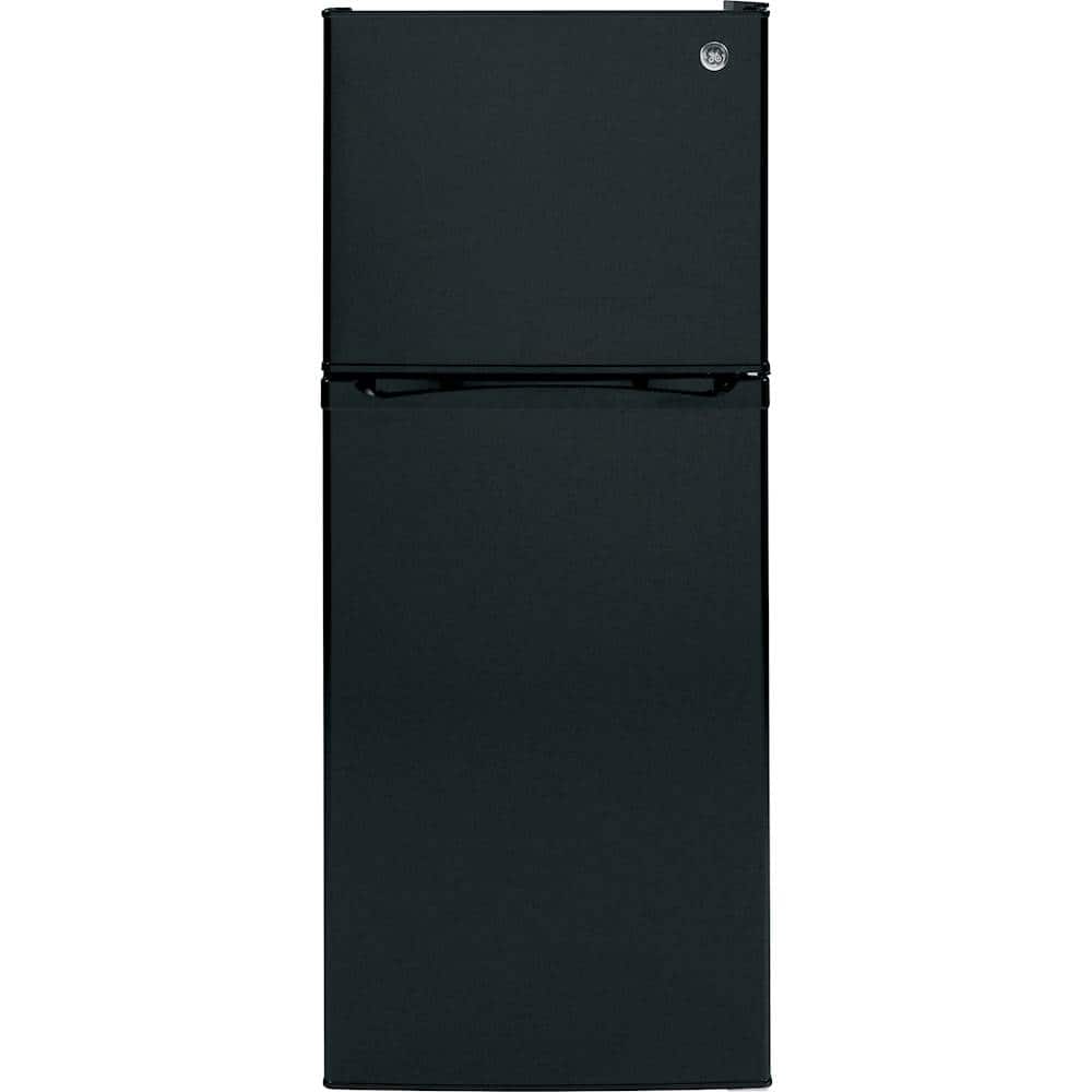Front. GE - 11.6 Cu. Ft. Top-Freezer Refrigerator - Black.