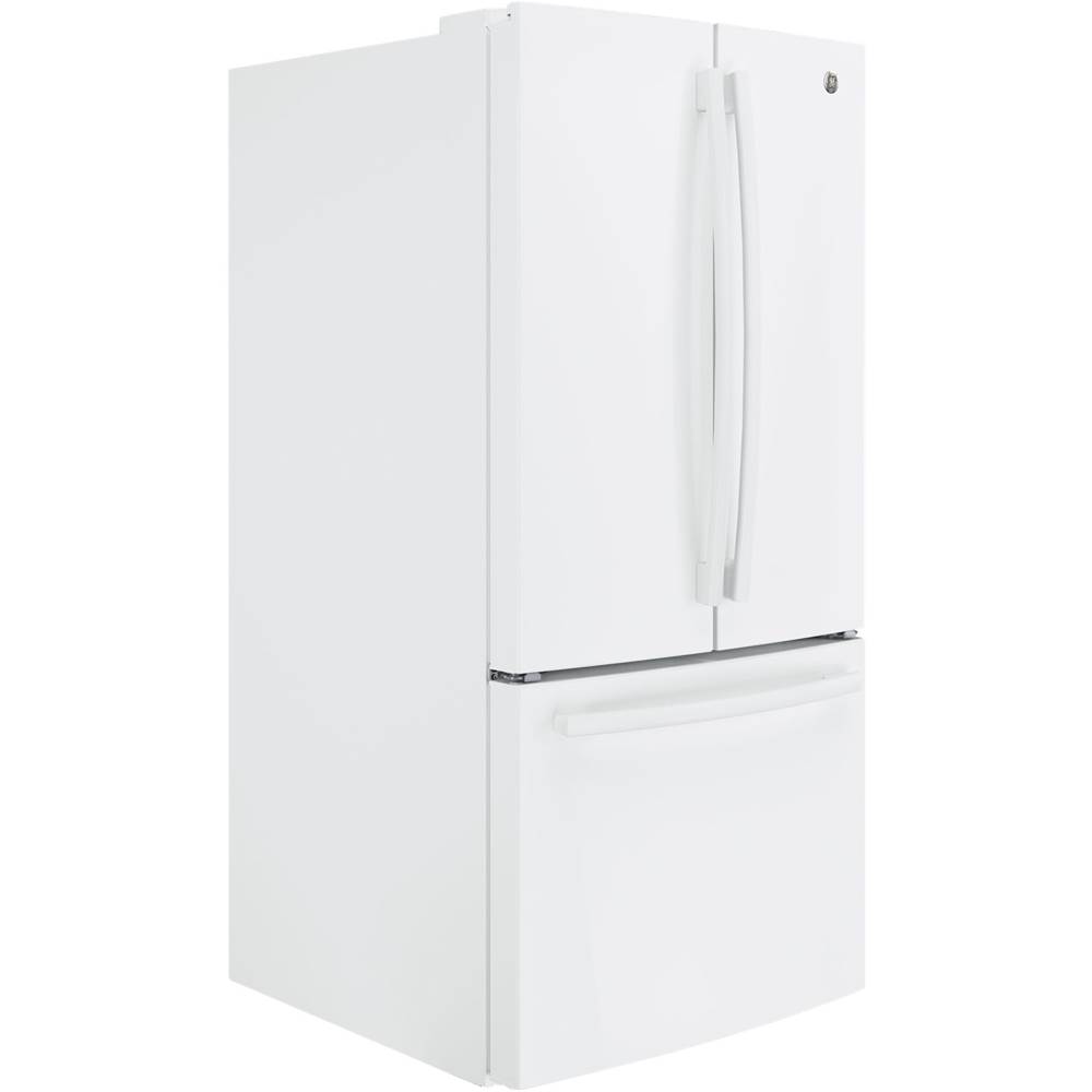 Angle View: GE - 24.7 Cu. Ft. French Door Refrigerator - High gloss white