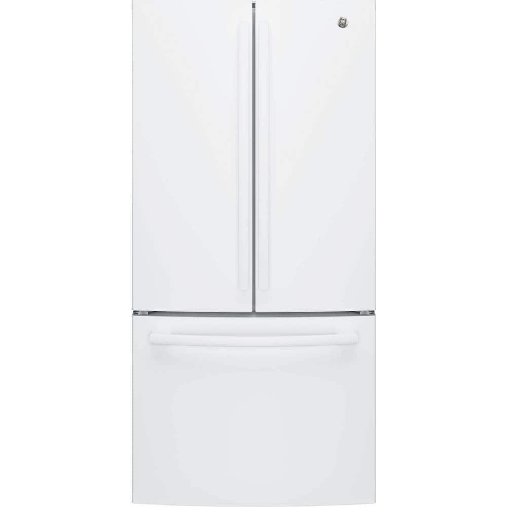 Front. GE - 24.7 Cu. Ft. French Door Refrigerator - High Gloss White.