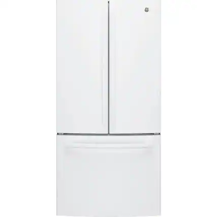 Front. GE - 24.7 Cu. Ft. French Door Refrigerator - High Gloss White.