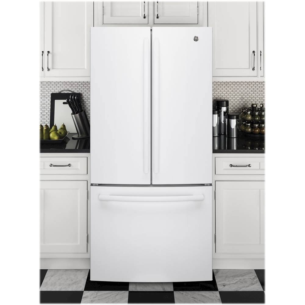 Alt View 3. GE - 24.7 Cu. Ft. French Door Refrigerator - High Gloss White.