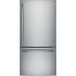 GE - 24.9 Cu. Ft. Bottom-Freezer Refrigerator - Stainless steel - Larger Front