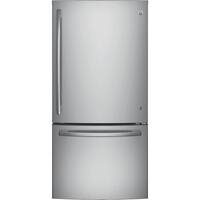 GE - 24.9 Cu. Ft. Bottom-Freezer Refrigerator - Stainless steel - Front_Zoom