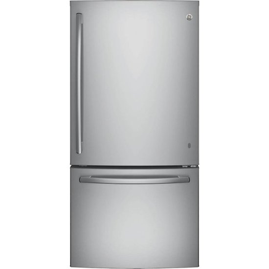 Front Zoom. GE - 24.9 Cu. Ft. Bottom-Freezer Refrigerator - Stainless steel.