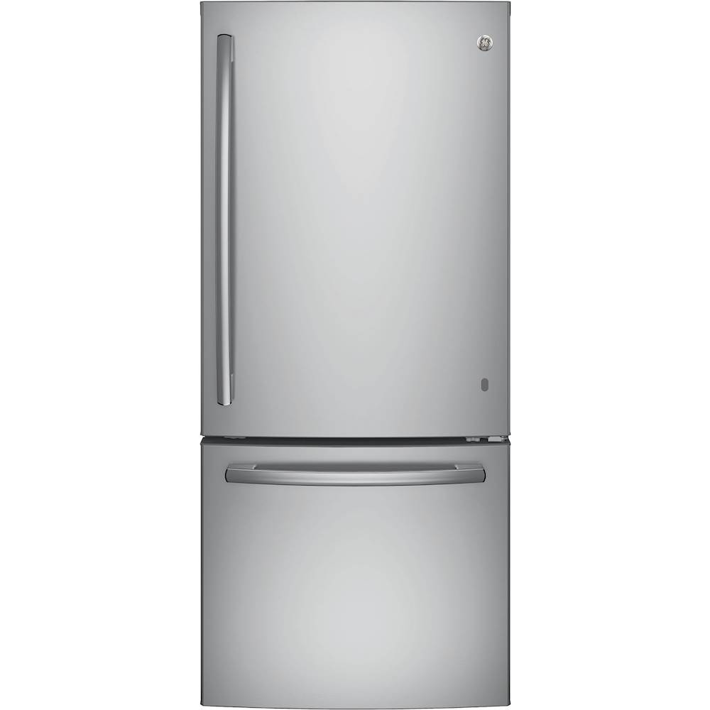 GE - 20.9 Cu. Ft. Bottom-Freezer Refrigerator - Stainless steel