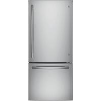GE - 20.9 Cu. Ft. Bottom-Freezer Refrigerator - Stainless steel - Front_Zoom