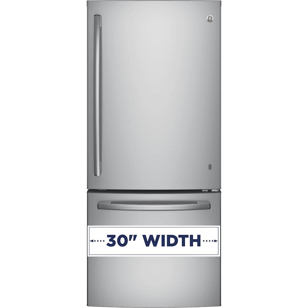 Alt View 2. GE - 21.0 Cu. Ft. Bottom-Freezer Refrigerator - Stainless Steel.