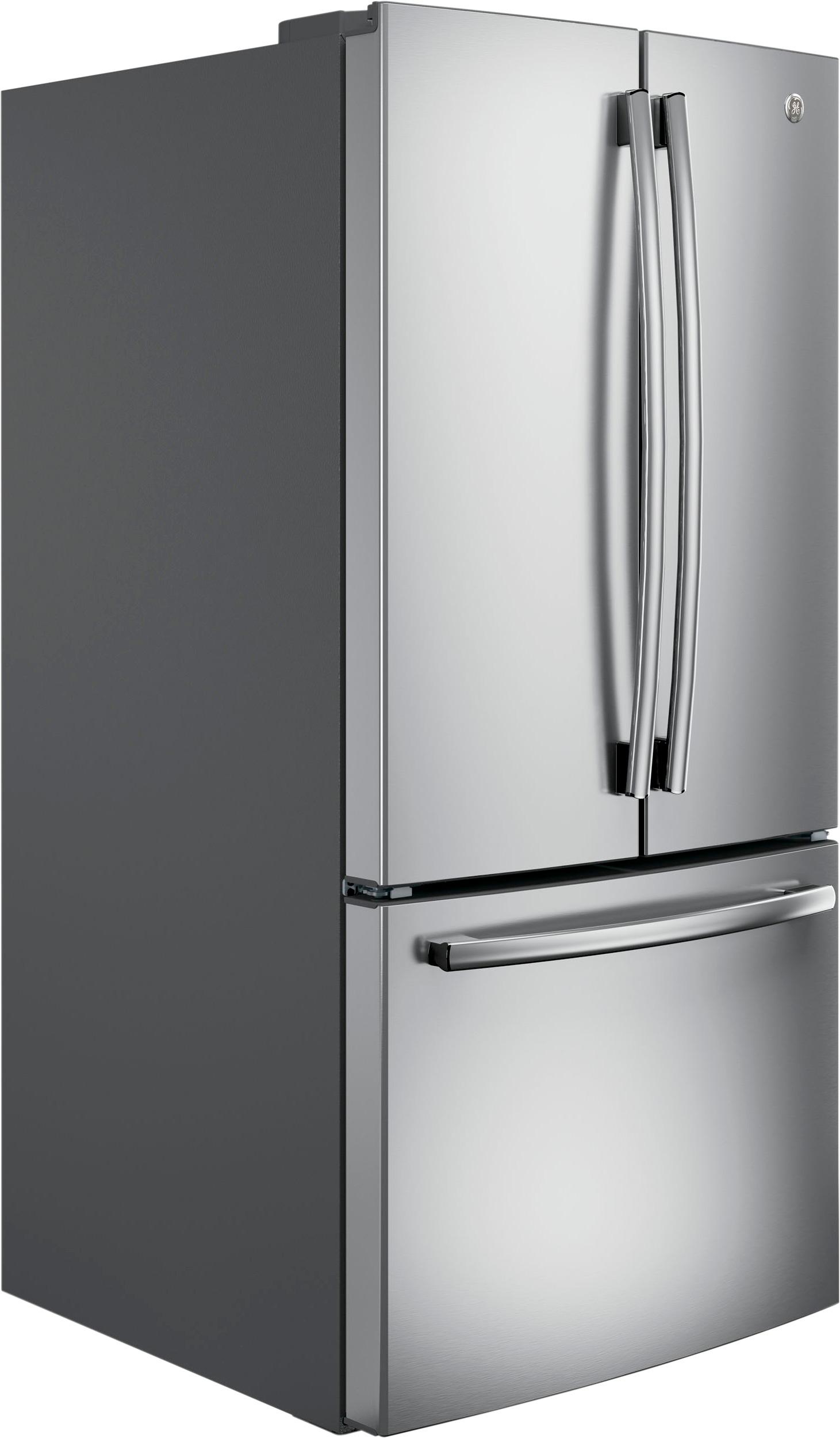 Angle View: GE - 24.8 Cu. Ft. French Door Refrigerator - Stainless steel