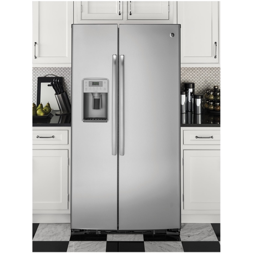 GE Profile Series 22.1 Cu. Ft. Side-by-Side Counter-Depth Refrigerator Ge Stainless Steel Counter Depth Refrigerator