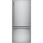 Front Zoom. GE - 21.0 Cu. Ft. Bottom-Freezer Refrigerator - Stainless steel.