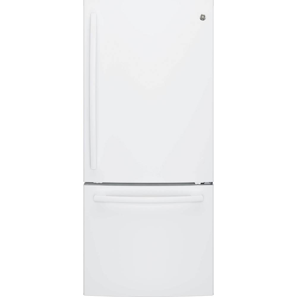 GE - 20.9 Cu. Ft. Bottom-Freezer Refrigerator - High gloss white