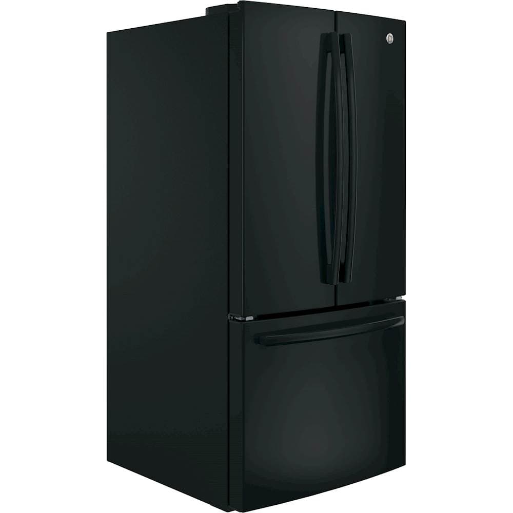 Angle. GE - 24.7 Cu. Ft. French Door Refrigerator - High Gloss Black.