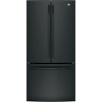 GE - 24.7 Cu. Ft. French Door Refrigerator - High Gloss Black - Front_Zoom