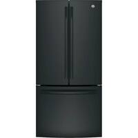 GE - 24.7 Cu. Ft. French Door Refrigerator with Internal Water Dispenser - High Gloss Black - Front_Zoom