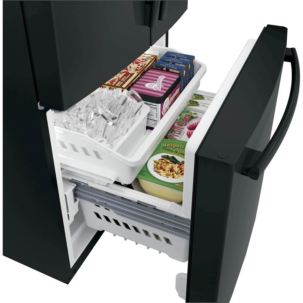 Alt View 18. GE - 24.7 Cu. Ft. French Door Refrigerator - High Gloss Black.