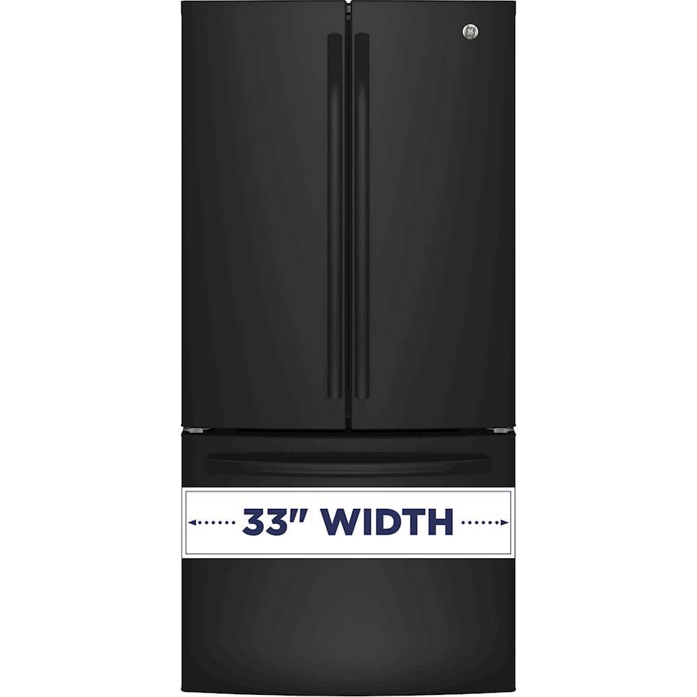 Alt View 2. GE - 24.7 Cu. Ft. French Door Refrigerator - High Gloss Black.