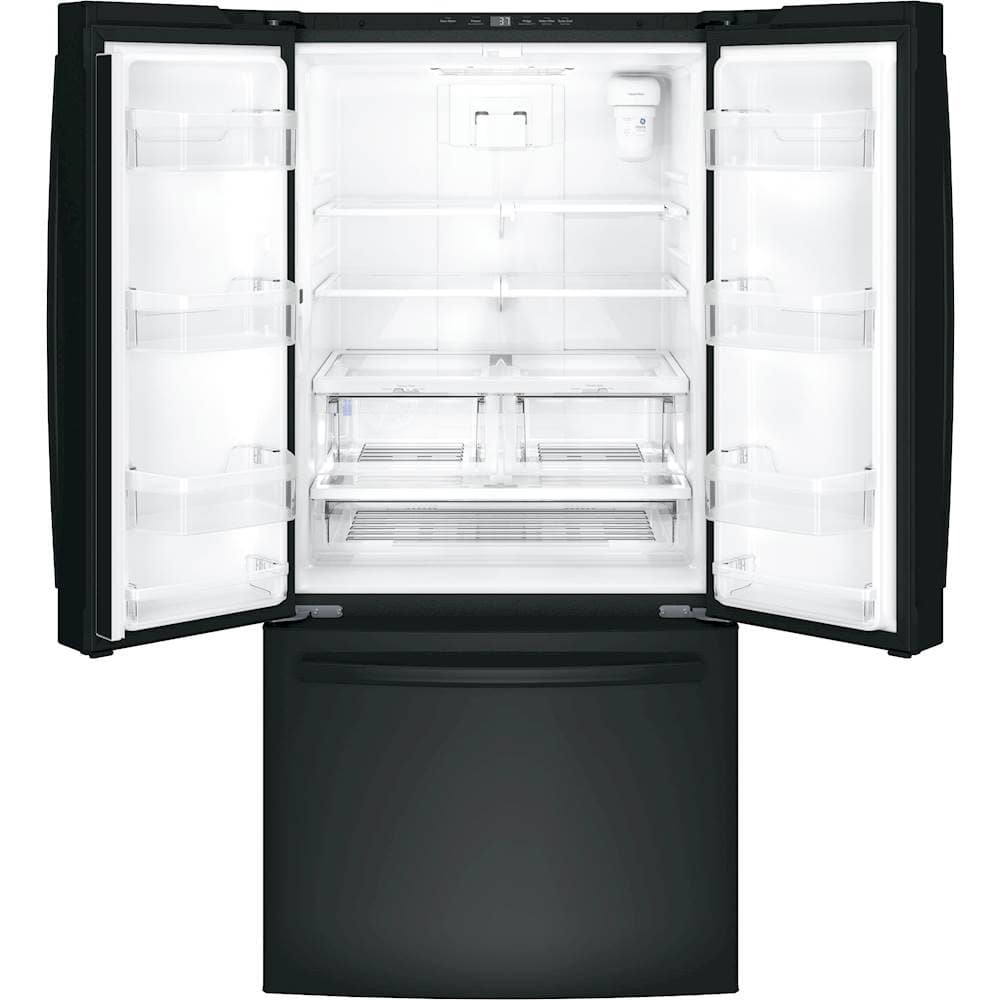 Alt View 3. GE - 24.7 Cu. Ft. French Door Refrigerator - High Gloss Black.
