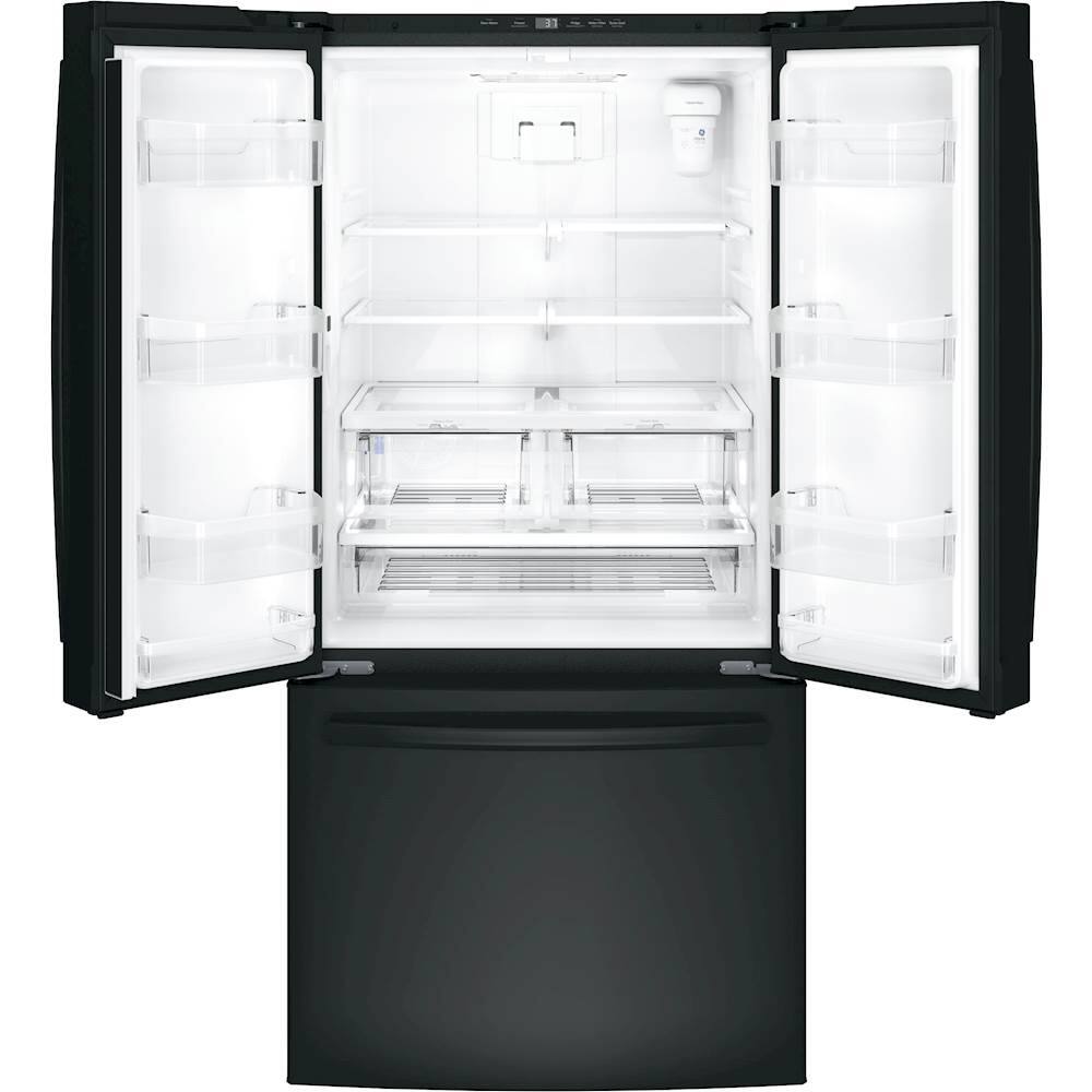 Alt View 3. GE - 24.7 Cu. Ft. French Door Refrigerator - High Gloss Black.