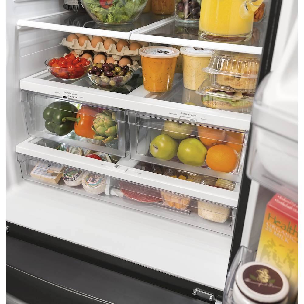 Alt View 5. GE - 24.7 Cu. Ft. French Door Refrigerator - High Gloss Black.